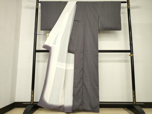 平和屋着物●お召 縞 さが美扱い 正絹 逸品 AABH9940ck