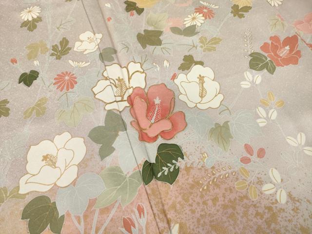 平和屋着物●訪問着 駒刺繍 草花文 金彩 正絹 逸品 未使用 AABH9946ck