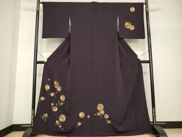 平和屋着物●訪問着 駒刺繍 鈴 金彩 鬼しぼ縮緬 正絹 逸品 AABH9950ck