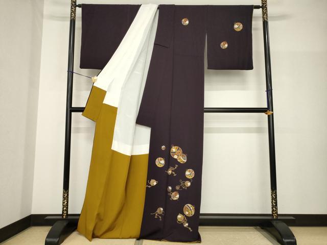 平和屋着物●訪問着 駒刺繍 鈴 金彩 鬼しぼ縮緬 正絹 逸品 AABH9950ck