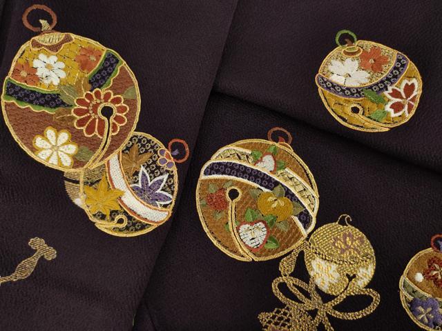 平和屋着物●訪問着 駒刺繍 鈴 金彩 鬼しぼ縮緬 正絹 逸品 AABH9950ck