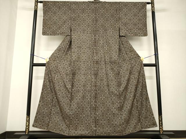 平和屋着物●本場大島紬 龍郷絣 菱繋ぎ 正絹 逸品 AABH9963ck