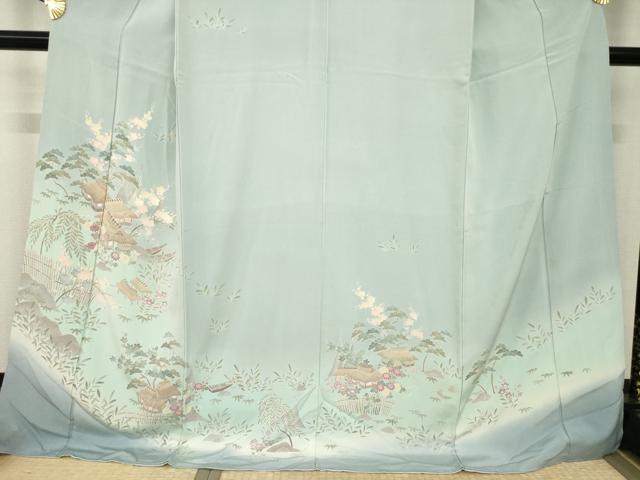 平和屋着物●訪問着 友禅 風景花文 ロング丈 正絹 逸品 AABH9972ck