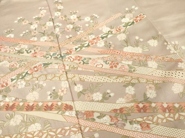 平和屋着物●訪問着 総刺繍 中国三大刺繍 汕頭刺繍 スワトウ刺繍 蔓帯花文 金糸 正絹 逸品 AABH9974ck