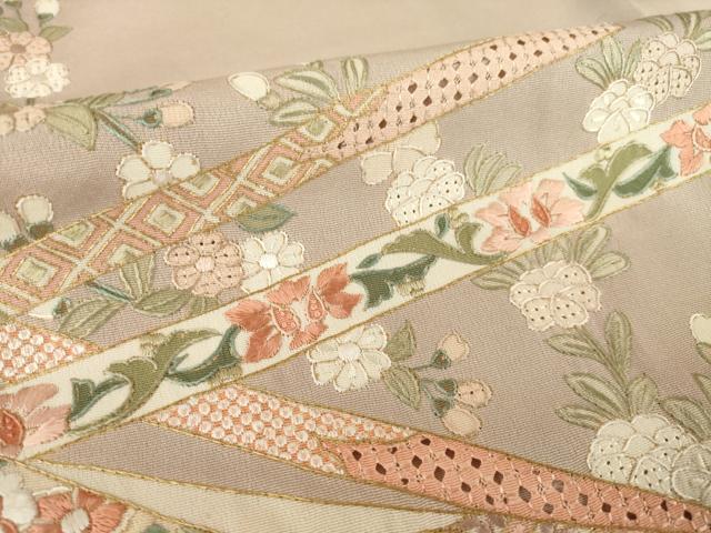 平和屋着物●訪問着 総刺繍 中国三大刺繍 汕頭刺繍 スワトウ刺繍 蔓帯花文 金糸 正絹 逸品 AABH9974ck