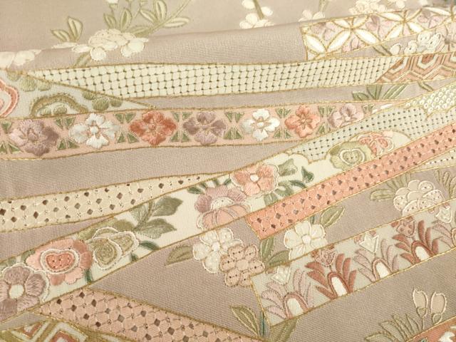 平和屋着物●訪問着 総刺繍 中国三大刺繍 汕頭刺繍 スワトウ刺繍 蔓帯花文 金糸 正絹 逸品 AABH9974ck