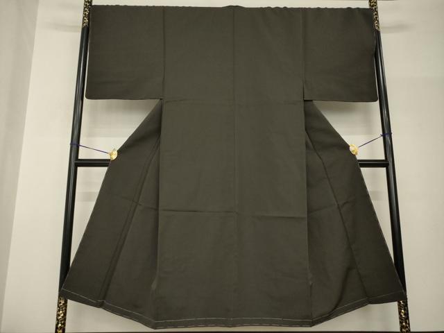 平和屋着物●男性 お召 色無地 檳榔子染色 三越扱い 正絹 逸品 未使用 AABH9979ck