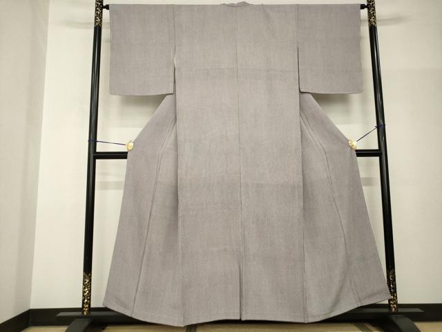 平和屋着物●人間国宝 小宮康孝 江戸小紋 変わり万筋 葡萄鼠色地 三越扱い 正絹 逸品 AABH9980ck