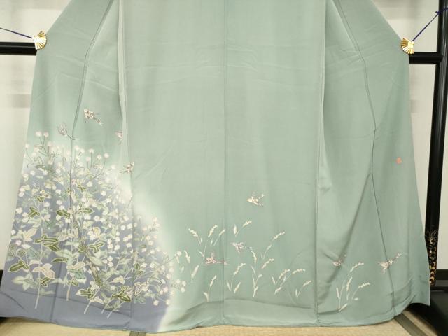 平和屋着物●本加賀友禅作家 魚津誠 訪問着 花鳥文 暈し染め さが美扱い 正絹 逸品 AABH9987ck