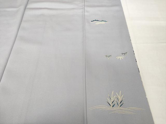 平和屋着物●訪問着 友禅 駒刺繍 風景松文 金彩 正絹 逸品 AABH9992ck