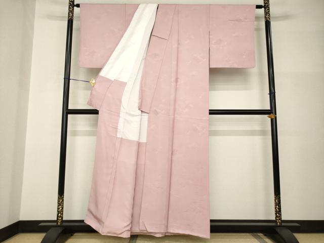 平和屋着物●上質な色無地 菱地紋 鴇浅葱色 正絹 逸品 AABH9993ck