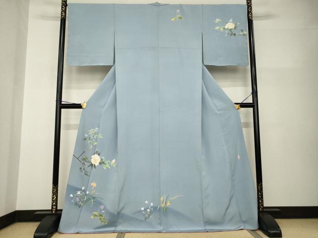 平和屋着物●訪問着 友禅 作家物 峰山 枝花文 暈し染め ロング丈 正絹 逸品 AABH9997ck