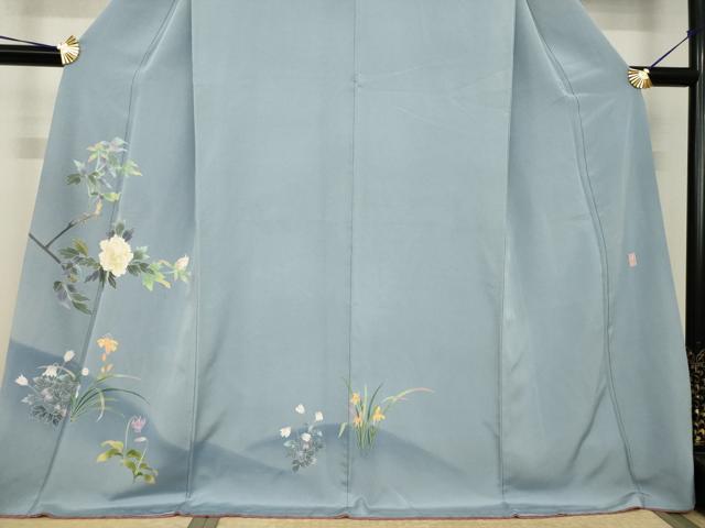 平和屋着物●訪問着 友禅 作家物 峰山 枝花文 暈し染め ロング丈 正絹 逸品 AABH9997ck