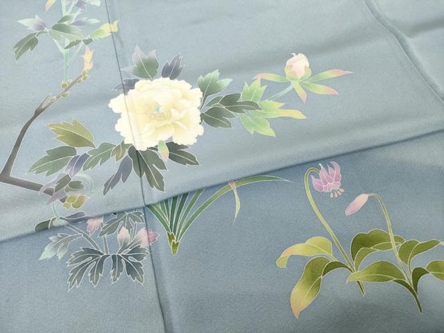 平和屋着物●訪問着 友禅 作家物 峰山 枝花文 暈し染め ロング丈 正絹 逸品 AABH9997ck