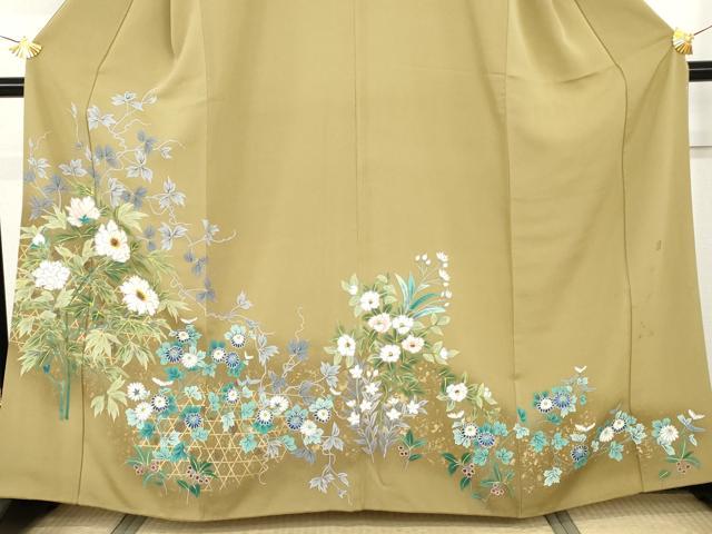 平和屋着物●訪問着 作家物 手描き 草花文 暈し染め 金彩 正絹 逸品 AABI0007cs