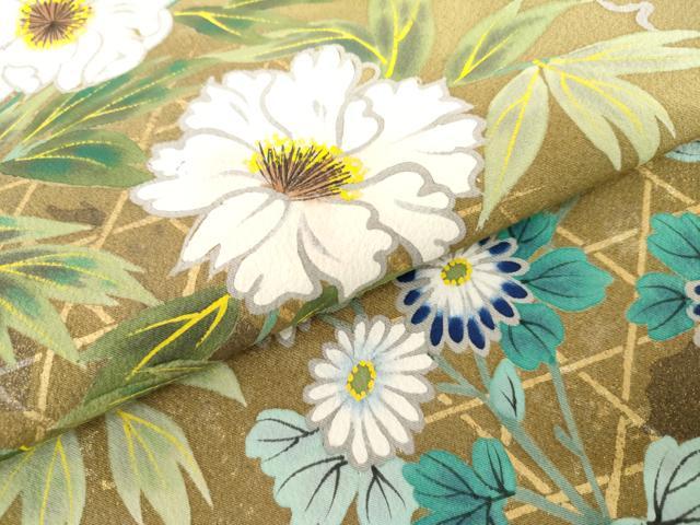 平和屋着物●訪問着 作家物 手描き 草花文 暈し染め 金彩 正絹 逸品 AABI0007cs