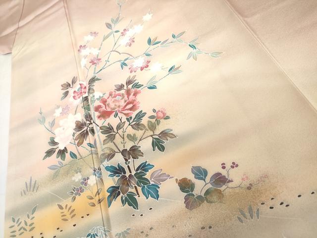 平和屋着物●訪問着 友禅 枝花文 暈し染め 正絹 逸品 AABI0015cs