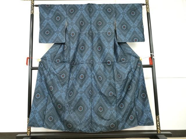 平和屋着物●本場大島紬 割込み絣 花菱文 正絹 逸品 AABI0019cs