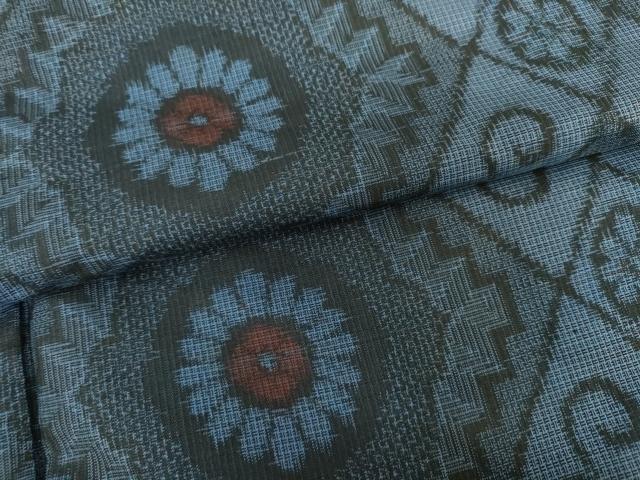 平和屋着物●本場大島紬 割込み絣 花菱文 正絹 逸品 AABI0019cs