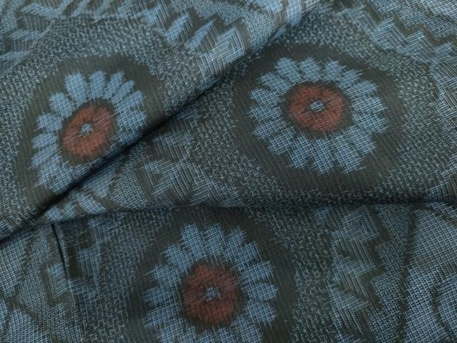 平和屋着物●本場大島紬 割込み絣 花菱文 正絹 逸品 AABI0019cs