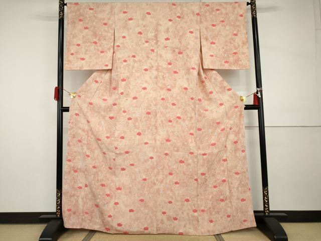 平和屋着物●上質な小紋 絞り 舞花文 暈し染め 正絹 逸品 未使用 AABI0022cs
