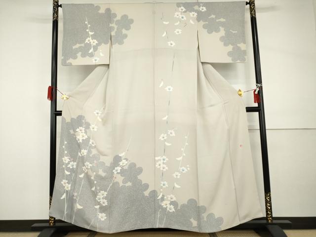 平和屋着物●訪問着 友禅 作家物 番峰 枝花文 正絹 逸品 AABI0023cs