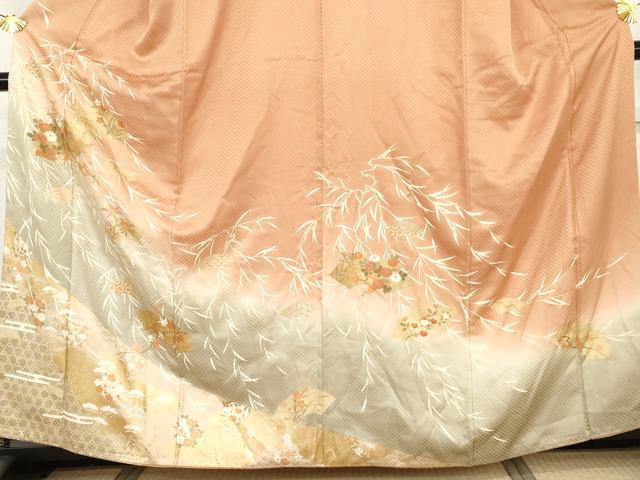 平和屋着物●訪問着 地紙吉祥花文 暈し染め 金彩 正絹 逸品 AABI0025cs