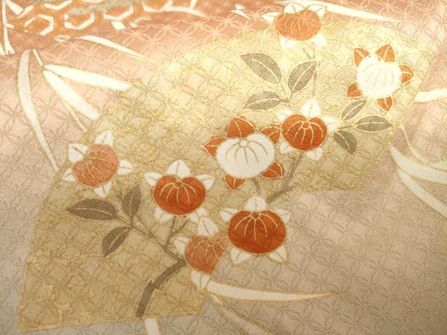 平和屋着物●訪問着 地紙吉祥花文 暈し染め 金彩 正絹 逸品 AABI0025cs