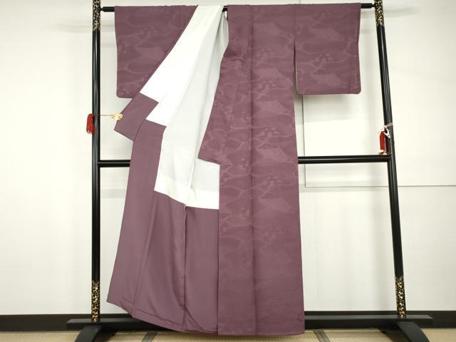 平和屋着物●上質な色無地 吉祥地紋 京紫色 正絹 逸品 AABI0042cs