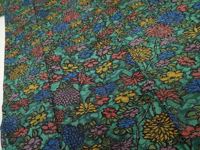 平和屋着物●上質な小紋 紬地 型染め 草花文 正絹 逸品 未使用 AABI0054cs