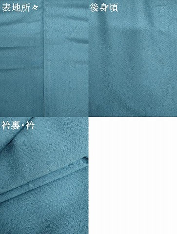 平和屋着物▽上質な色無地 単衣 紗綾形地紋 露草色 正絹 逸品 AABI0063cs