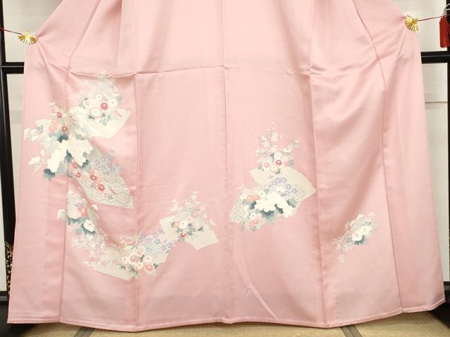 平和屋着物▽訪問着 単衣 友禅 地紙草花文 正絹 逸品 AABI0068cs