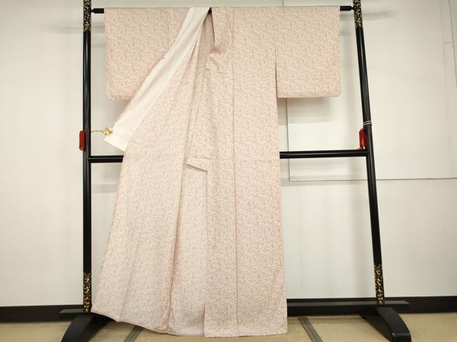 平和屋着物▽上質な小紋 単衣 枝葉文 正絹 逸品 AABI0070cs