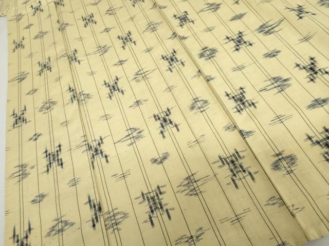 平和屋着物▽上質な紬 単衣 琉球絣文様 正絹 逸品 AABI0074cs