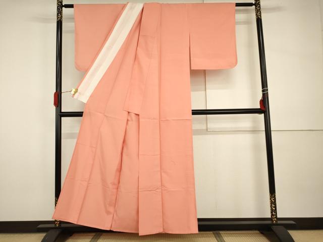 平和屋着物▽上質な紬 単衣 東雲色 正絹 逸品 AABI0087cs