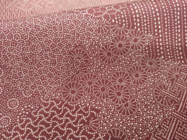平和屋着物▽江戸小紋 単衣 松皮菱吉祥花文 小田急百貨店扱い 正絹 逸品 AABI0091cs