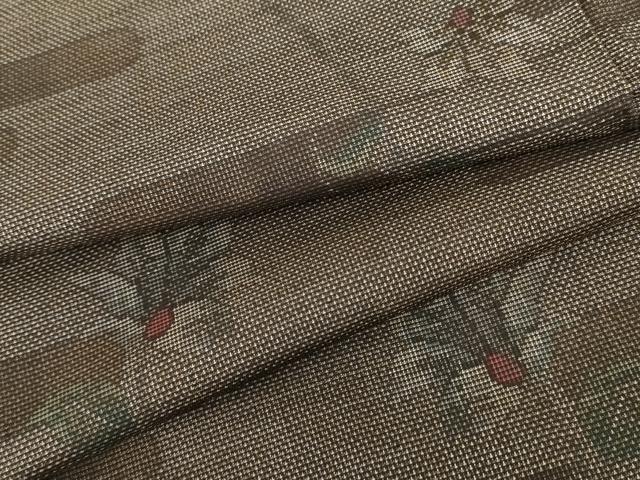平和屋着物●本場大島紬 泥染め カタス7マルキ エ霞枝花文 正絹 逸品 AABI0101cs