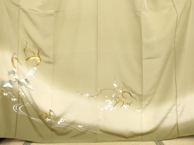 平和屋着物●豪華色留袖 駒刺繍 松竹梅鶴文 暈し染め 金糸 金銀彩 正絹 逸品 AABI0105cs
