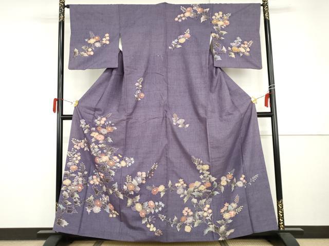 平和屋着物●訪問着 紬地 枝花文 金彩 やまと誂製 正絹 逸品 AABI0107cs