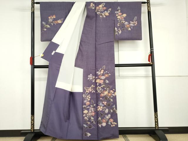 平和屋着物●訪問着 紬地 枝花文 金彩 やまと誂製 正絹 逸品 AABI0107cs