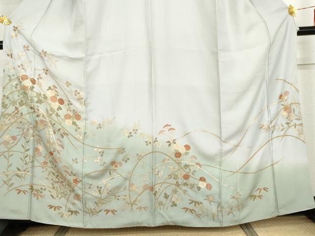 平和屋着物●訪問着 枝花文 暈し染め 金彩 正絹 逸品 AABI0111cs