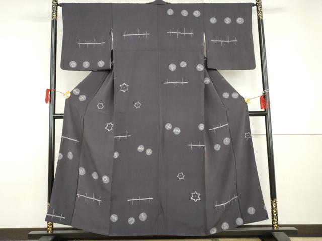 平和屋着物●上質な小紋 絞り 幾何学丸文 金彩 正絹 逸品 AABI0112cs