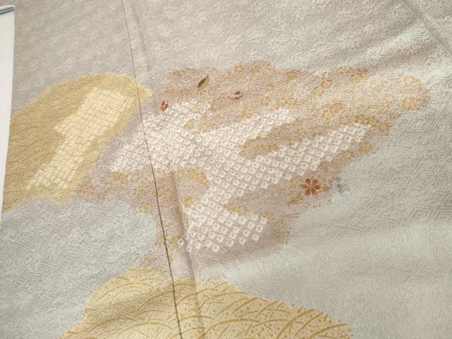 平和屋着物●訪問着 絞り 刺繍 吹寄せ花文 金糸 金彩 正絹 逸品 AABI0118cs