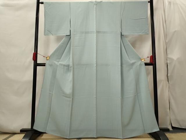 平和屋着物▽上質な色無地 単衣 紋意匠 湊鼠色 正絹 逸品 AABI0124st