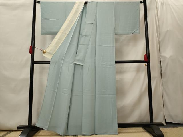 平和屋着物▽上質な色無地 単衣 紋意匠 湊鼠色 正絹 逸品 AABI0124st
