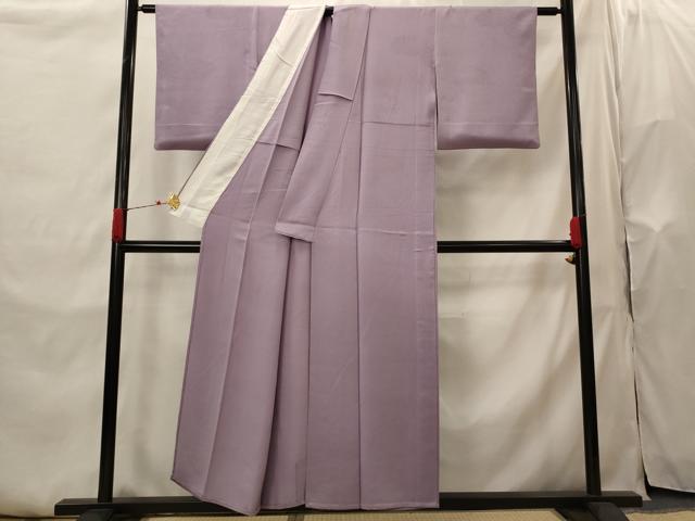 平和屋着物▽上質な色無地 単衣 紋意匠 竜胆色 正絹 逸品 AABI0126st