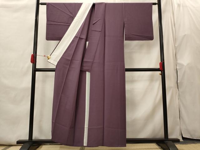 平和屋着物▽色無地 単衣 紋意匠 桑の実色 洗える着物 AABI0127st