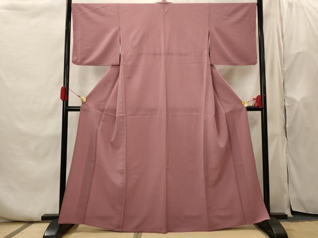 平和屋着物▽色無地 単衣 浅蘇芳色 洗える着物 AABI0130st