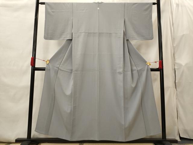 平和屋着物▽色無地 単衣 紋意匠 桔梗鼠色 洗える着物 AABI0133st
