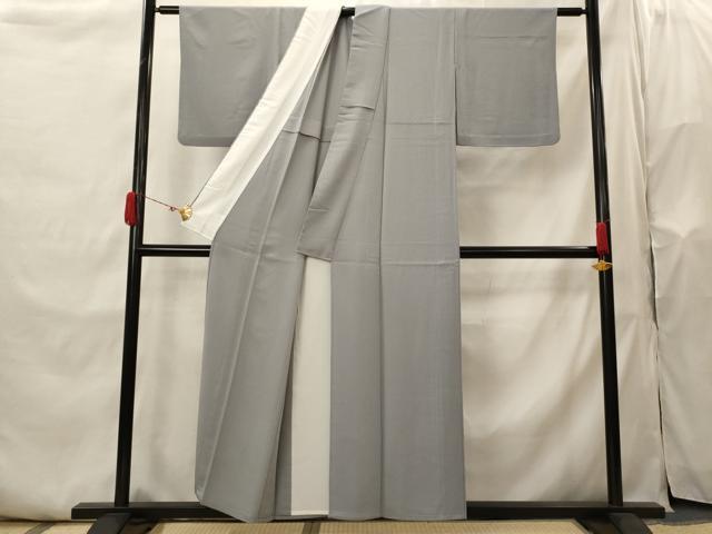 平和屋着物▽色無地 単衣 紋意匠 桔梗鼠色 洗える着物 AABI0133st